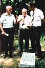 Troy Sutherland, Bobby Kiser, James Sutherland at dedication of James Sutherland Monument